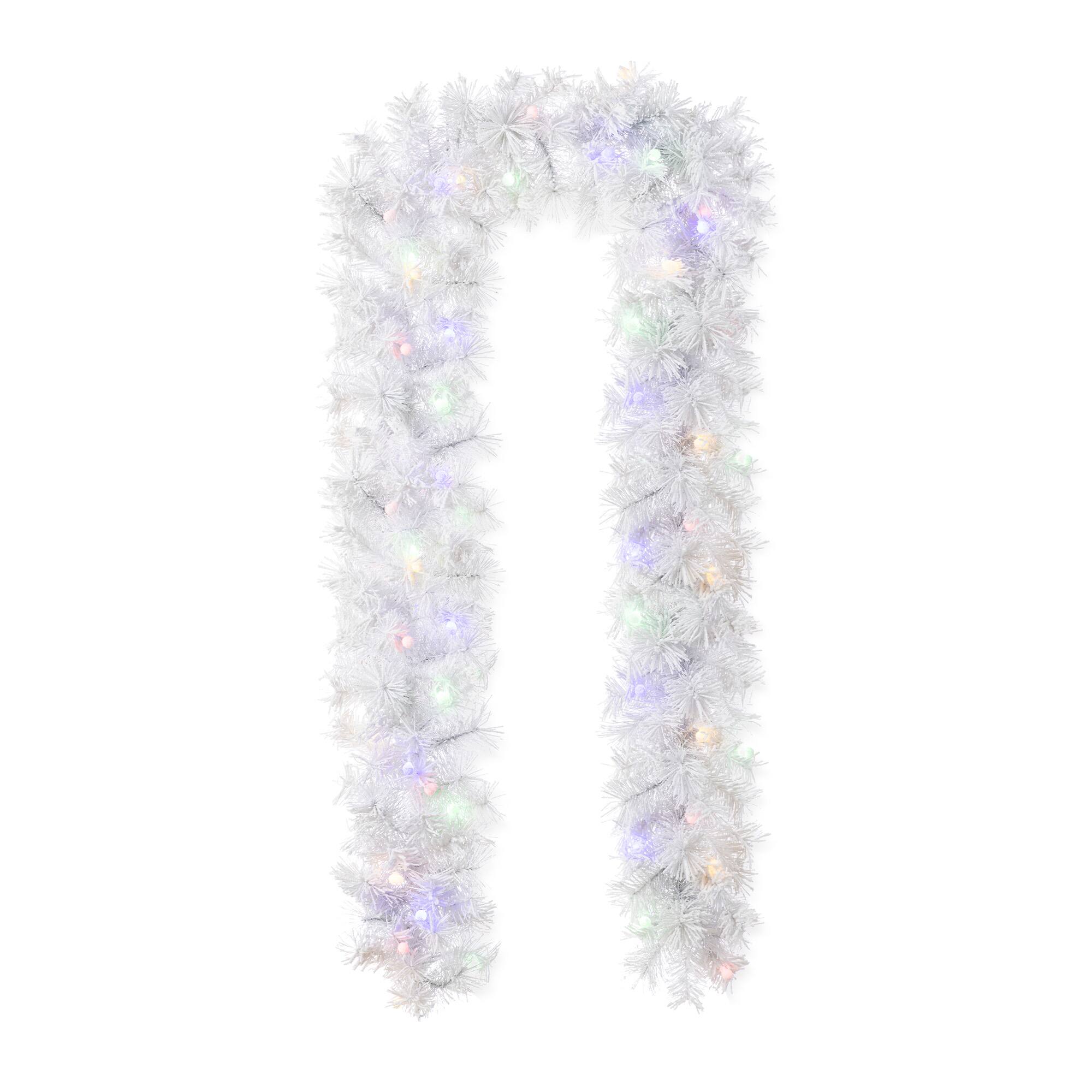 Glitzhome® 9ft Pre-Lit Snow Flocked White Pine Christmas Garland with Timer